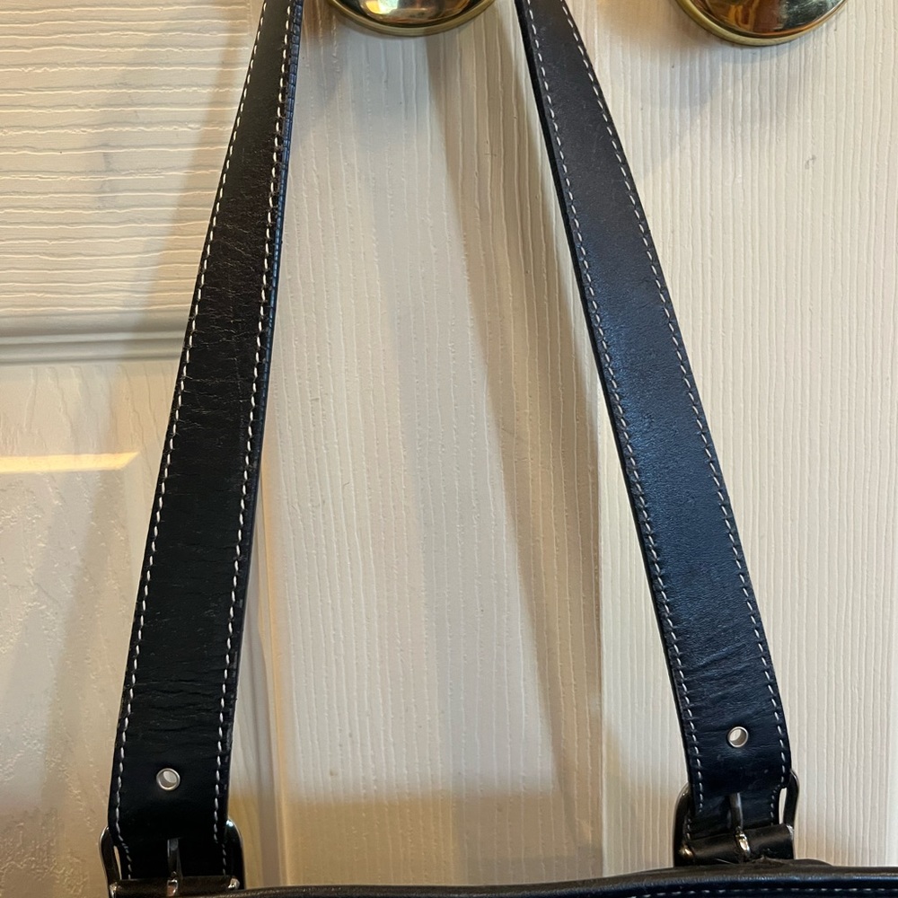 Coach Nylon Black Tote Leather Trim Shoulder Logo Purse Work Travel - Picture 8 of 16
